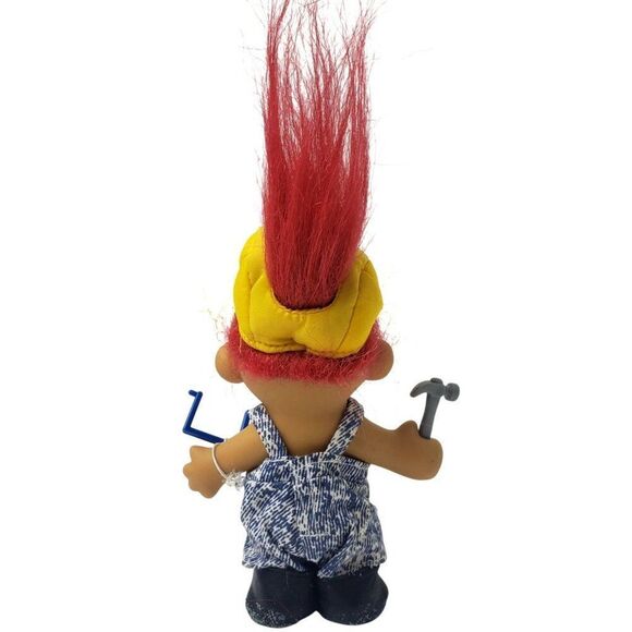 Vintage Russ Troll Doll Construction Worker 5" Red Hair Hammer Original #18532 - Picture 4 of 4